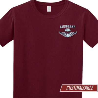 T-Shirt w/embroidered wings & "airborne" text Thumbnail