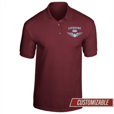 Jersey Polo w/Embroidered Wings & "Airborne" text Thumbnail